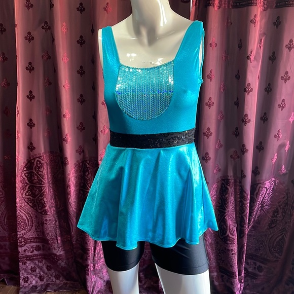 Revolution “Catch My Breath” Blue & Black Eighties Style Dance Costume Size SA - Picture 1 of 11
